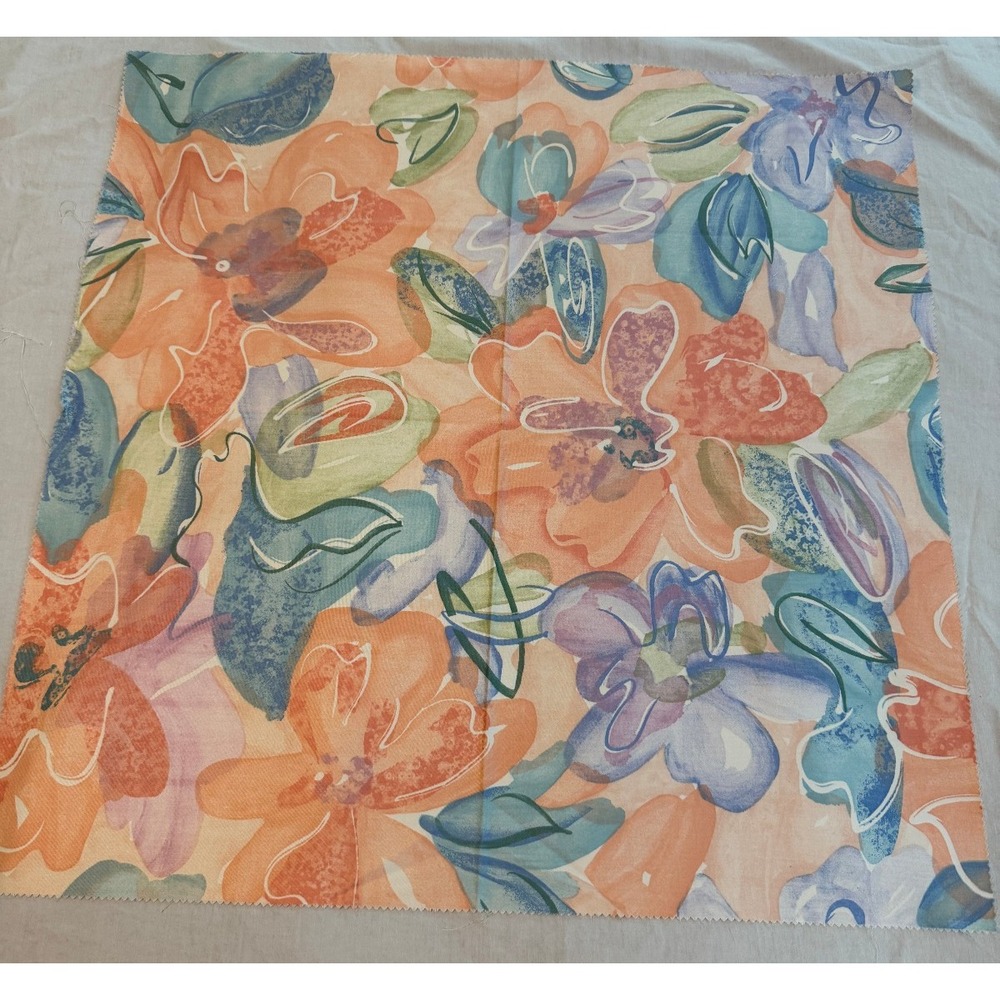 Vintage new Floral abstract 80s 90s look style Fabric 26" x 26" Pastel colors